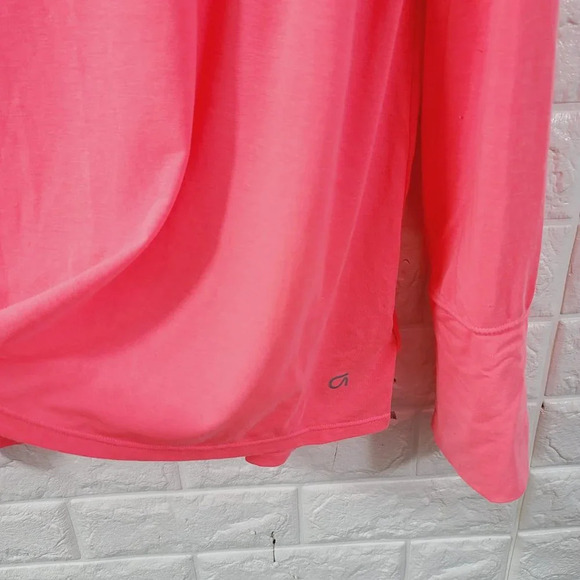 GapFit Women's Back Wrap Crew Neck Tee Shirt Long Sleeve Coral Size XL - Picture 2 of 5